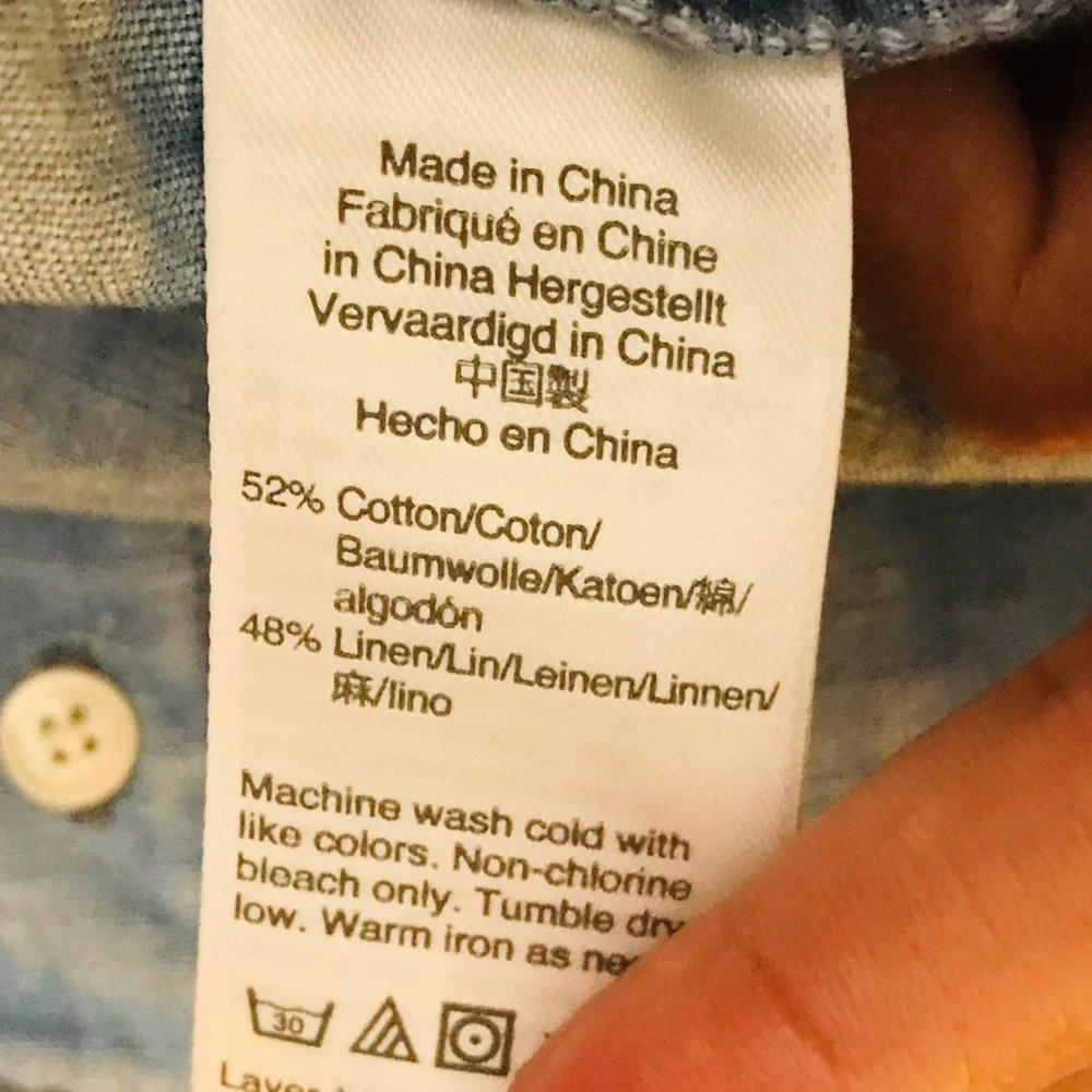 J.crew Linen Blue Button-Front Peplum Shirt - Women 14